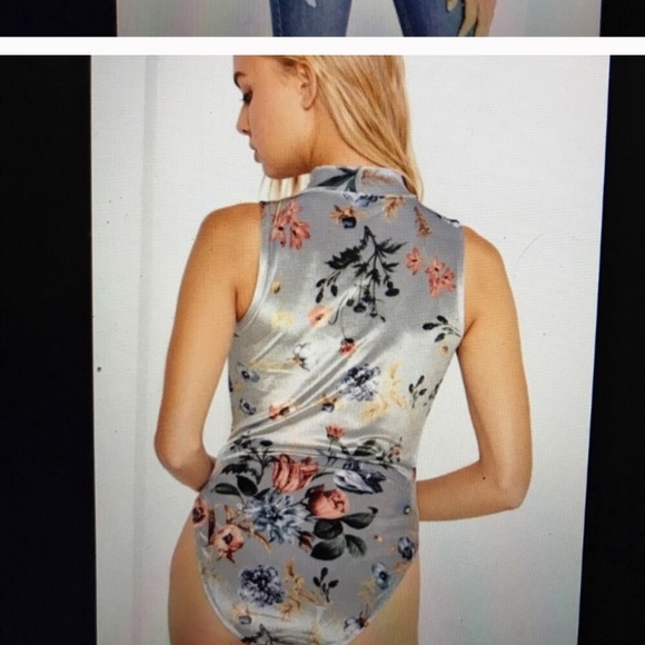 Missguided Velvet Floral Bodysuit NWT - Picture 8 of 8